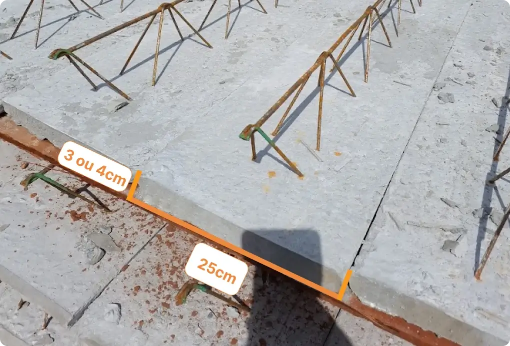 Largura da base de concreto da vigota da laje painel treliçado